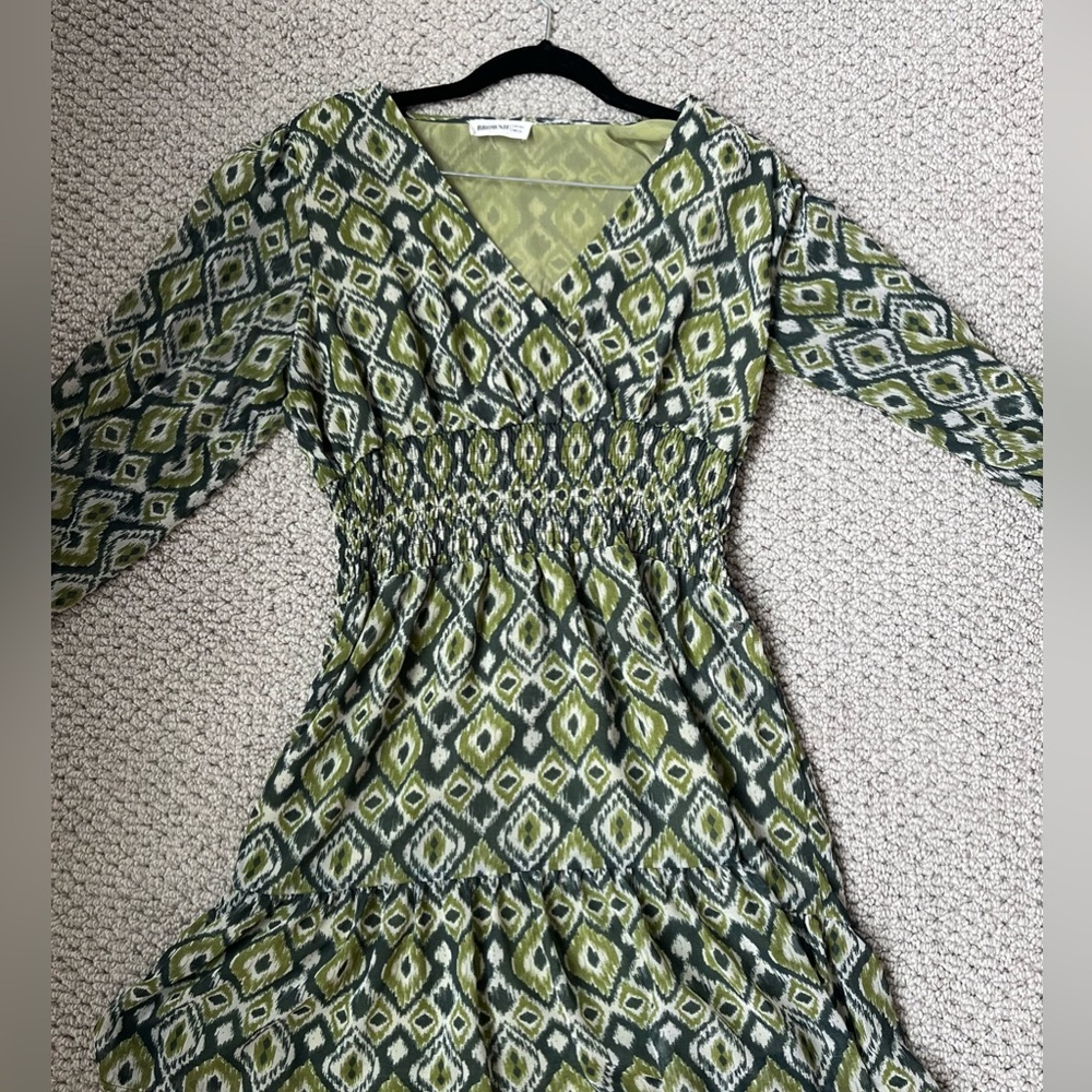 Green Patterned Women's Dress